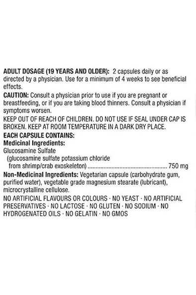 Kirkland Signature Glucosamine Sulfate 750 mg- 420 Vegetarian Capsules - Resim 2