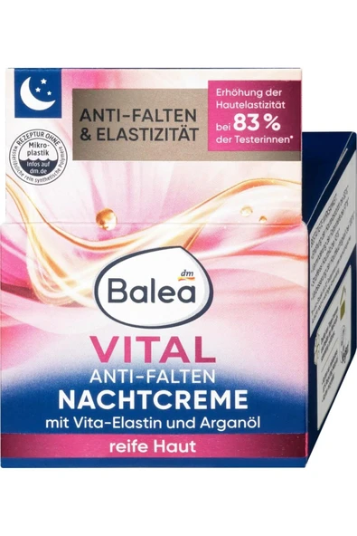 Anti Falten Nachtcreme Vital, 50 ml Kırışıklık karşıtı gece kremi Vita-Elastin ve argan yağı ile - Resim 4