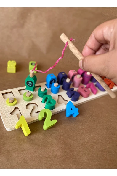 Ahşap Manyetik Olta ile Balık Tutma & Sayı Sıralama Oyunu – Montessori Eğitici Oyuncak (12×41 cm) - 6