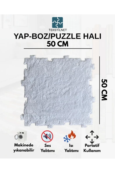 Tekstilnet Peluş Kreş Halısı Anaokulu Puzzle Halı Japon Halı 50x50 - 3