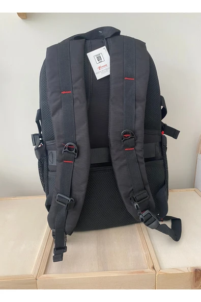 Ergonomik Çok Gözlü Siyah Laptop Sırt Çantası | Orta Boy Su Geçirmez Okul ve Günlük Çanta - 3