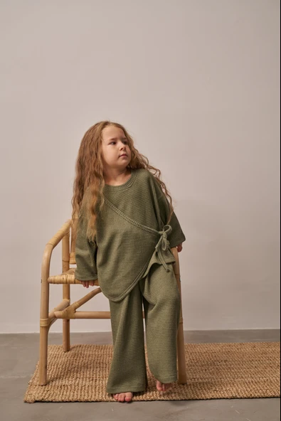 Haki Waffle Bağlamalı Takım - Resim 2