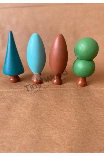 Ahşap Waldorf Orman Seti - 4'lü Ağaç Seti Ahşap Eğitsel  Oyuncak