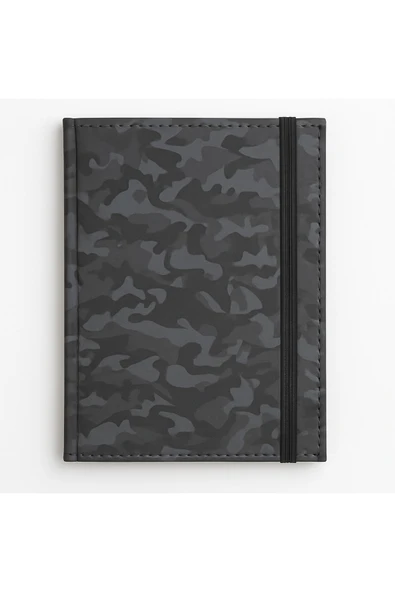 Siyah Kamuflaj Sert Kapaklı Çizgili Defter | 14x20 cm | 168 Yaprak | Günlük, Not Defteri, Ajanda - 2