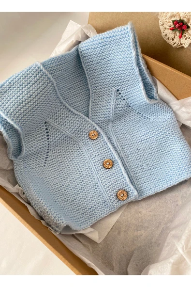 El Örgüsü Yumuşak Bebek Yelek ve Patik Seti 3-12 Ay | Yenidoğan Bebek Hediyesi Unisex - 3