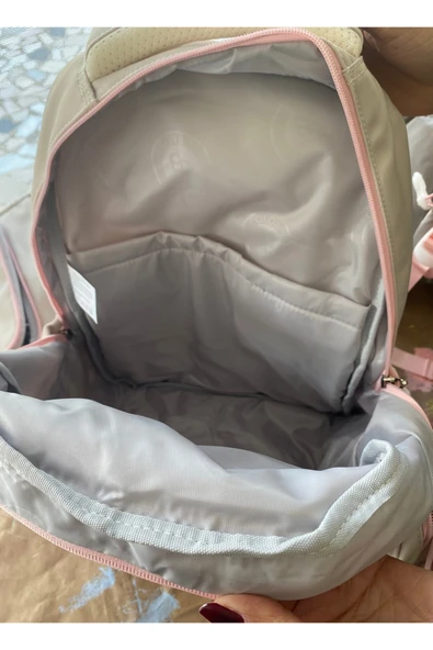 Kawaii Kore Tarzı Aksesuarlı Ve Ergonomik Okul Sırt Çantası Siyah-Bej-Gri| Beslenme, Kalemlik Set - 12