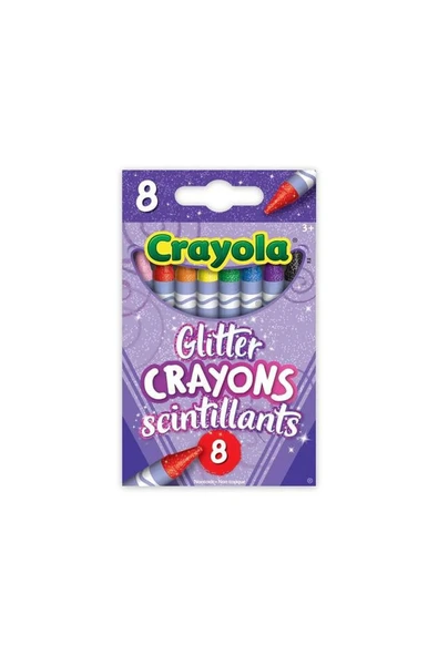8 Glitter Crayons- Amerikan-Nontoxic- 8 Renk Simli Mum Boya Seti ürün görseli