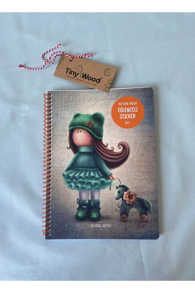 Tilda 16,5x22,5 cm 80 Yaprak Çizgili Karton Kapak Spiralli Defter + 50’den Fazla Sticker - 9