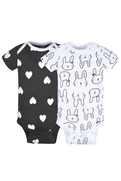 Baby Girl- Kısa Kollu Kız Bebek Onesies Bodysuit Zıbın Seti- 8'li Paket - Resim 4
