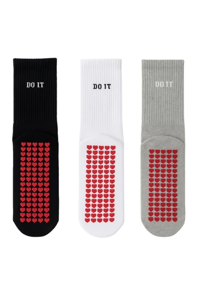 3’lü Pilates ve Yoga Çorap Seti | Kaydırmaz Tabanlı Unisex Pamuklu Spor Çoraplar