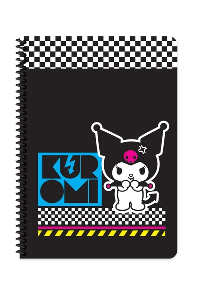 Lisanslı Kuromi A4 80 Yaprak Çizgili Karton Kapak Spiralli Defter