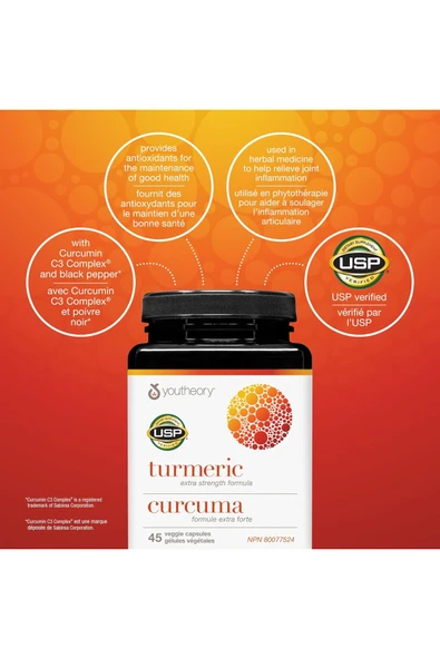 Turmeric Curcumin Karabiber C3 Complex -45 Kapsül- Extra Güçlü Formül - Resim 6