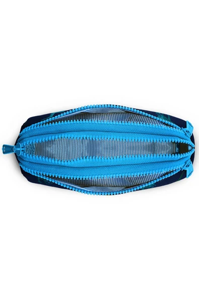 Kids Lacivert Mavi Dinozor Desenli Üç Bölmeli Kalem Çantası - 4