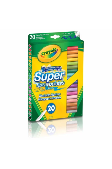 20 Super Tips Washable Markers- Amerikan-Nontoxic- 20 Yıkanabilir Kalın Uçlu Keçeli Boya Kalemi ürün görseli