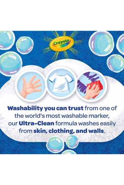 10 Ultra Clean Washable Markers- Amerikan-nontoxic- 10 Yıkanabilir Kalın Uçlu Keçeli Boya Kalemi - Resim 5