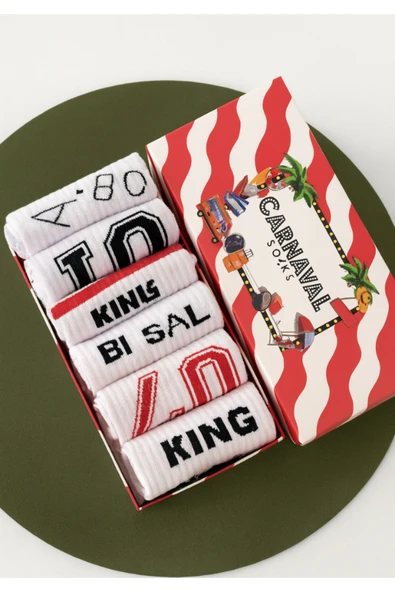 6’lı Gym Spor Desenli Atletik Çorap Seti | Unisex Pamuklu Hediye Kutulu Spor Çoraplar