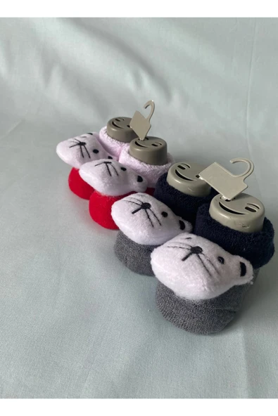Natural Bebe Çorap 0-3  Ay lacivert-Kırmızı 2 çift
