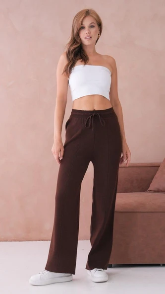 IŞŞIL 10878-Bağlamalı Esnek Palazzo Triko Pantolon - 6