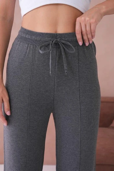 IŞŞIL 10878-Bağlamalı Esnek Palazzo Triko Pantolon - 12