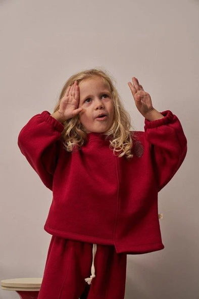 Bordo Omuz Nakışlı Asimetrik Detaylı Alt Üst Takım - Resim 7