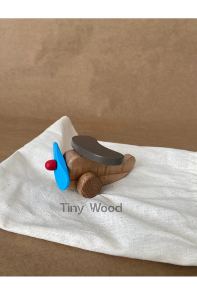 Ahşap Oyuncak Mini Uçak Eğitsel Oyuncak - Resim 2