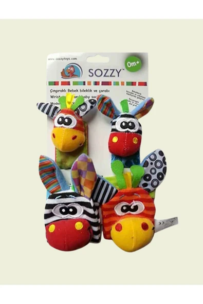 Çıngıraklı Hışırtılı  Bebek Bileklik ve Çorabı - 4 Parça Set - Resim 2