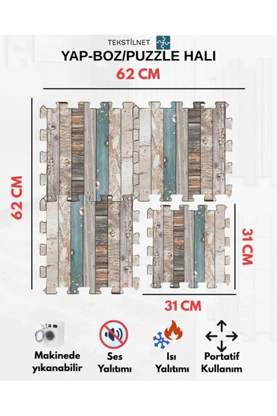Tekstilnet Baskılı Halı,Sıcak Renkli Halı Puzzle Halı,Japon Halısı Modelleri Yapboz Halı - 12