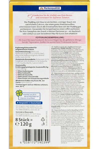 Dein Bestes Himmlisch Alman Kalitesi- Kedi Atıştırmalık Puding Ödülü- Peynirli 16 Adet - 240 gr - Resim 2