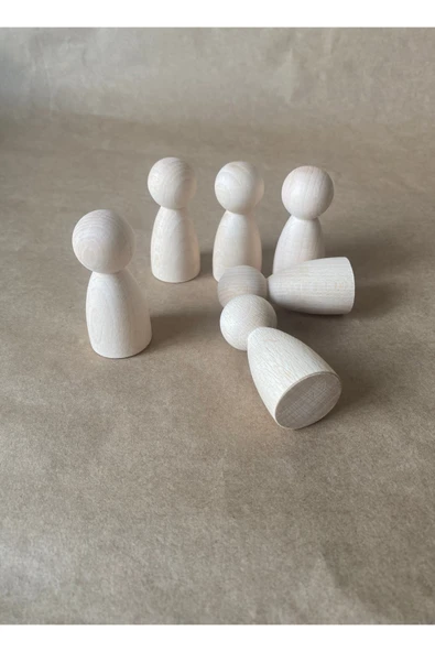 6'lı Ahşap Peg Bebek Seti - 4