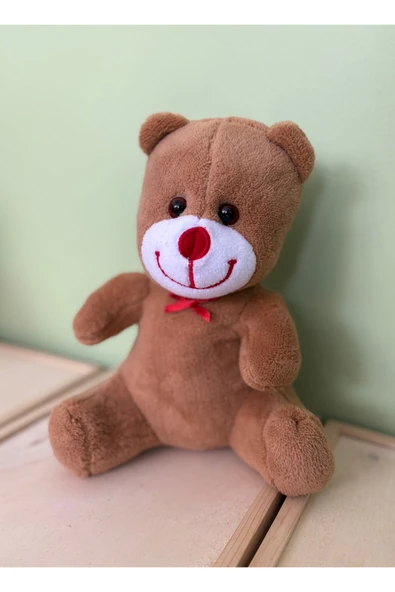Kırmızı Burunlu Sevimli Peluş Ayıcık – Yumuşak Sarılma Oyuncağı – Uyku ve Oyun Arkadaşı – Hediyelik