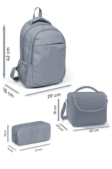 Kids Renk Geçişli Desenli 3 lü Okul Çanta Seti SET0123668 - Resim 3