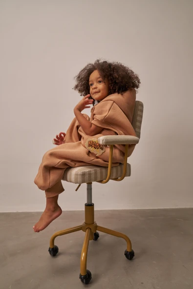 Sütlü Kahve Nakışlı Cepli Hoodie Takım - Resim 7