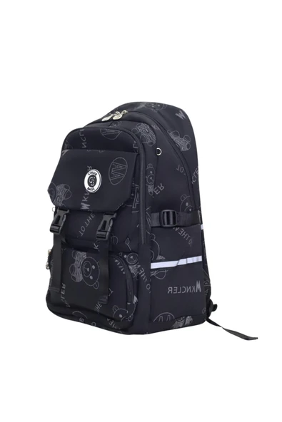 Siyah Erkek Okul Sırt Çantası – İlköğretim ve Lise Öğrencileri İçin, Çok Gözlü, Kaliteli Kumaş - 2