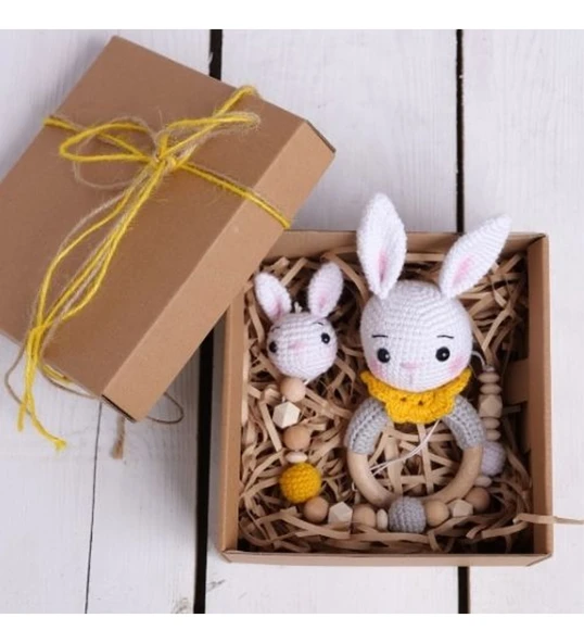 ORGANIC YENİ DOĞAN BEBEK HEDİYE SETİ, UNISEX BEBEK SETİ TAVŞANCIK