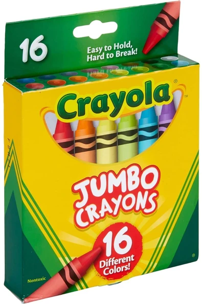 16 Jumbo Crayons- Amerikan-Nontoxic- 16 Renk Jumbo Boy Mum Boya Seti ürün görseli