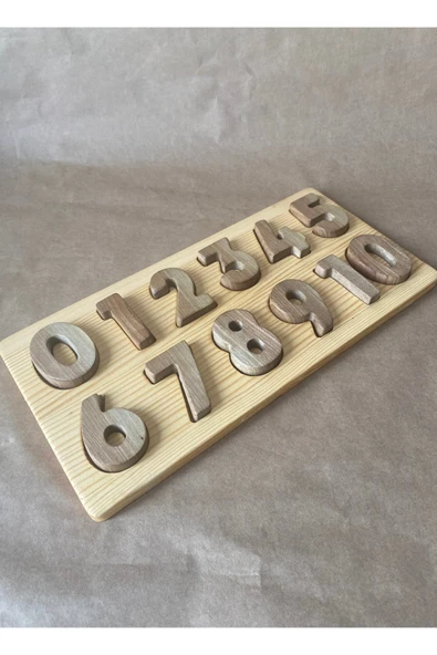 Doğal Ahşap Eğitici Sayılar Seti | Montessori Matematik Oyuncak 0-9 | El Yapımı Puzzle - 3