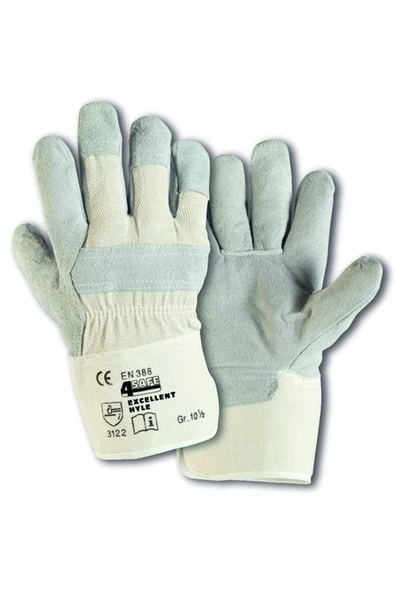 4Safe- HYLE Excellent- EN388(3122)- Alman Kalitesi- Yarma Deri İş Eldiveni 10,5- 3 çift - Resim 2