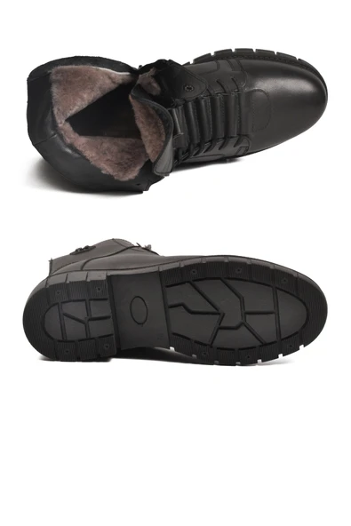 Ayakmod Siyah Deri Kürkü Soğuğa Dirençli Kaymaz Erkek Bot 2K8518 M - 5