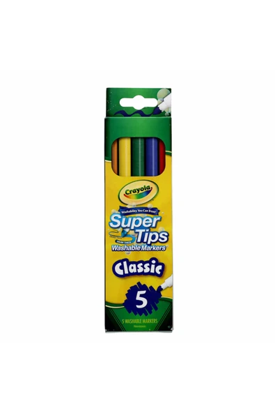 5 Super Tips Washable Markers- Classic Colors- Amerikan-Nontoxic- 5 Yıkanabilir Marker- 3 yaş üzeri - Resim 2