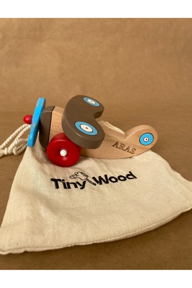 İsme Özel Ahşap Oyuncak Uçak | Doğal Kayın Ağacından El Yapımı Montessori