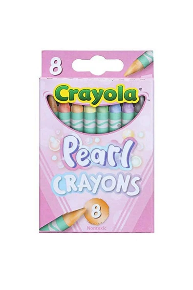 8 Pearl Crayons- Amerikan-Nontoxic- İnci 8 Renk Mum Boya Seti - Resim 2