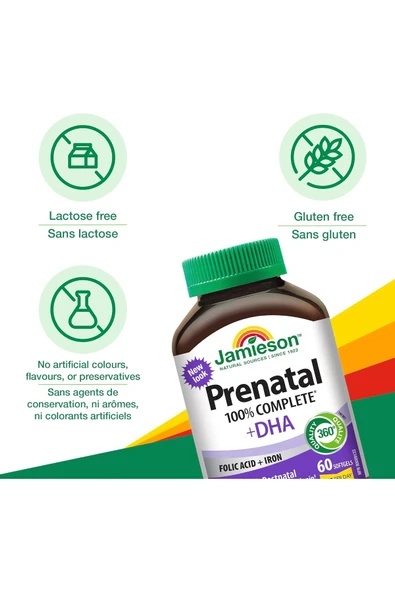 Hamileler Için Prenatal %100 Complete- Dha- Folik Asit- Orijinal Kanada- 60 Kapsul - Resim 3
