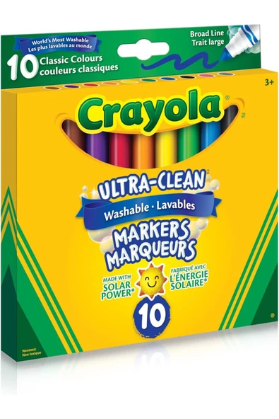 10 Ultra Clean Washable Markers- Amerikan-nontoxic- 10 Yıkanabilir Kalın Uçlu Keçeli Boya Kalemi - Resim 2