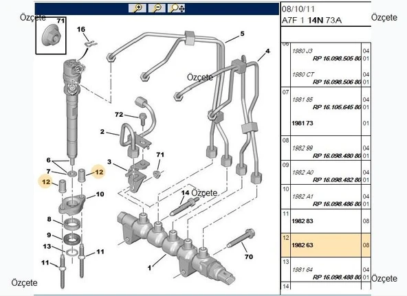 ENJEKTOR SAPLAMA SOMUNU PEUGEOT CITROEN1.6HDI MOTOR ürün görseli