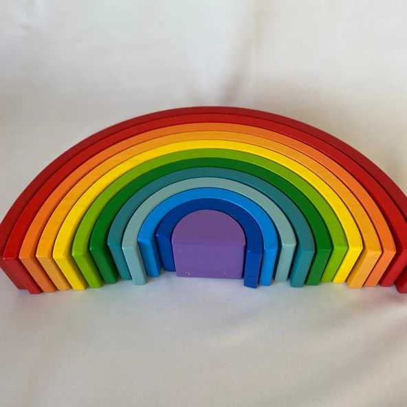 Waldorf Gökkuşağı 12 Li Ahşap Oyuncak -eğitsel Açık Uçlu Oyuncak Orta Boy - Resim 3