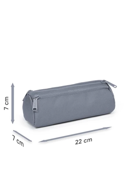 22037 Kıds Gri Mavi Pembe Anime Desenli Üç Bölmeli Kalem Çantası - 5