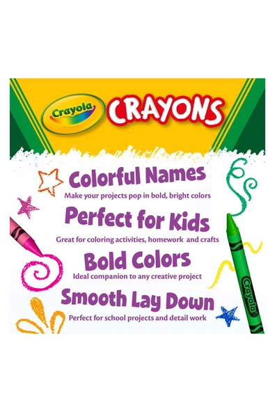 64 Colourful Crayons- Amerikan-Nontoxic- 64 Renk Mum Boya Seti- Kalemtıraşlı - Resim 2