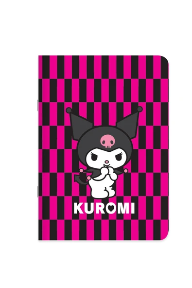 Lisanslı Kuromi 18,5x26 cm 40 Yaprak Çizgili Stickerlı Tel Dikişli Defter