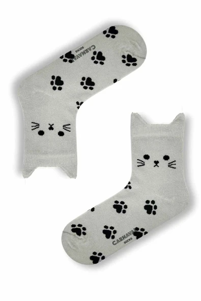 5’li Kedi Şekilli Renkli Çorap Seti | Hediye Kutulu Unisex Pamuklu Çoraplar - 4