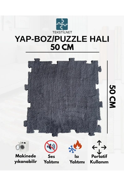 Tekstilnet Peluş Kreş Halısı Anaokulu Puzzle Halı Japon Halı 50x50 - 11